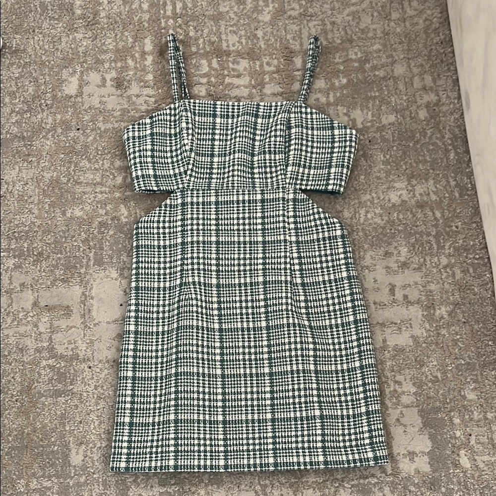 Forever 21 Green and White Smocked Bustier Mini Dress